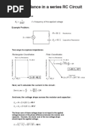 Impedance in A Series RC Circuit: X F Frequency of The Applied Voltage