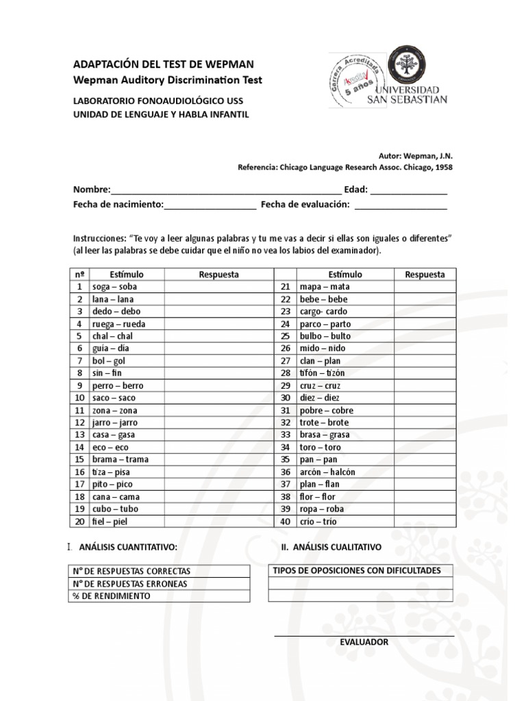 Test de Wepman | PDF