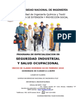 Seguridad Industrial Y Salud Ocupacional: Universidad Nacional de Ingeniería