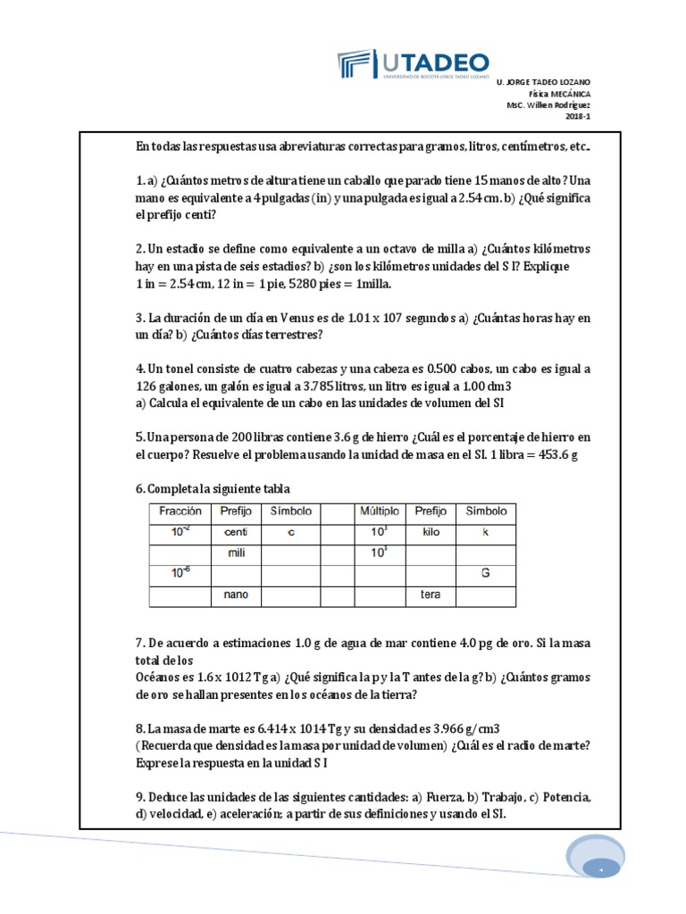 Cuantos Kilometros Hay En Una Milla Taller Conversión de Unidades | PDF