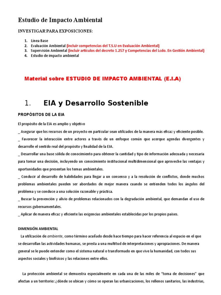 Estudio de Impacto Ambiental | PDF | Evaluación de impacto ambiental ...