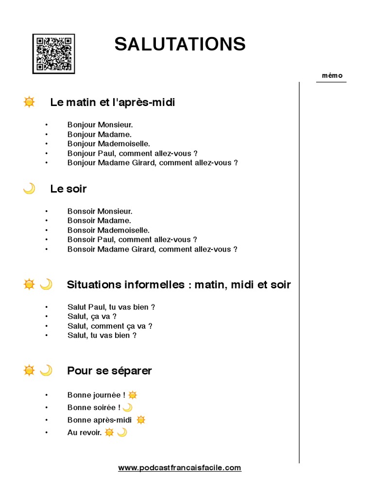 Salutations en français | PDF