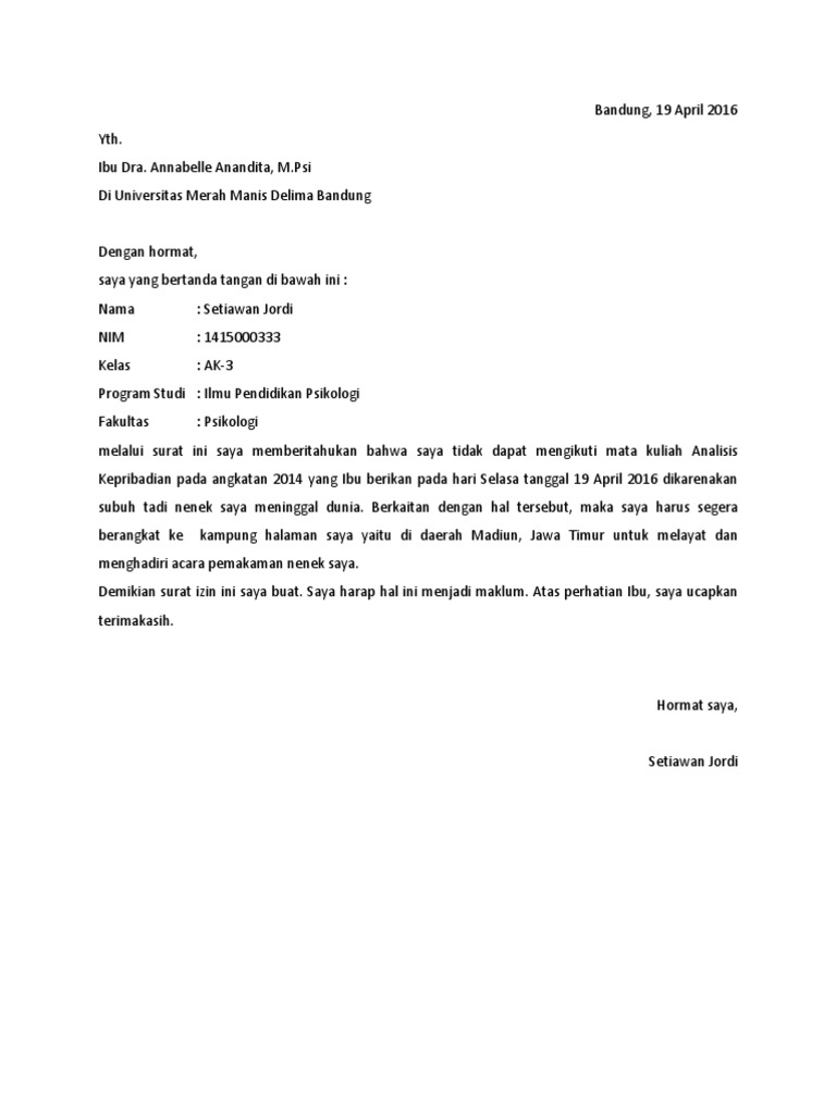 Download 97+ Contoh Surat Izin Sekolah Nenek Meninggal Terbaik Dan Terbaru