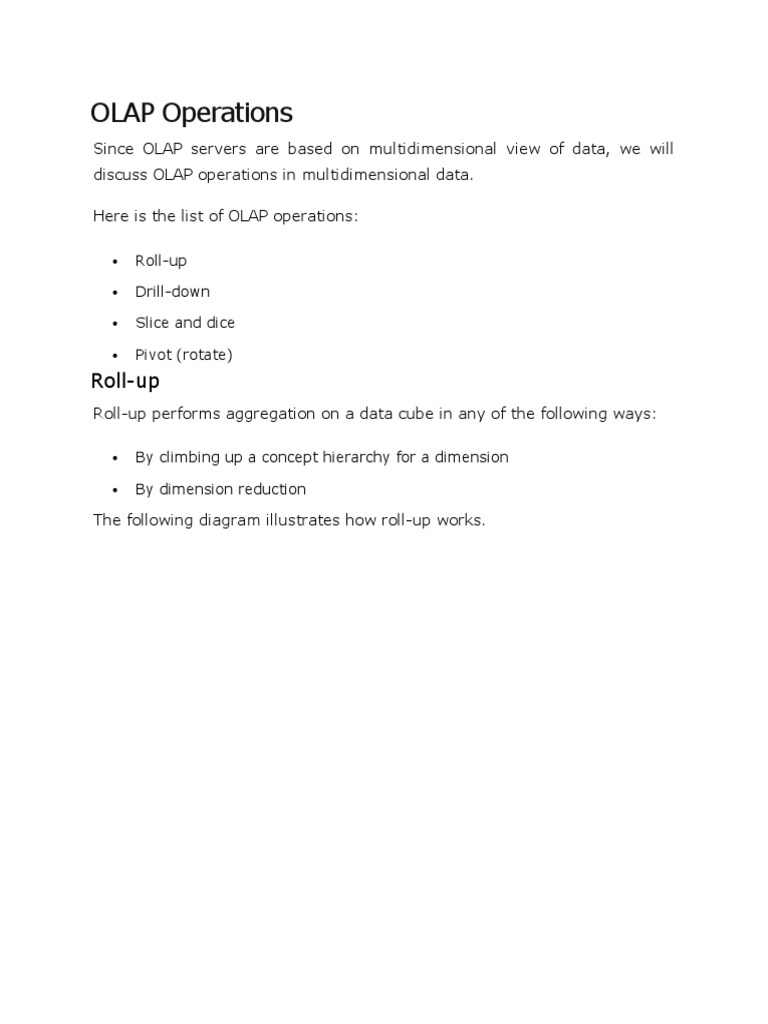 OLAP Operations | PDF | Information Retrieval | Information Technology ...
