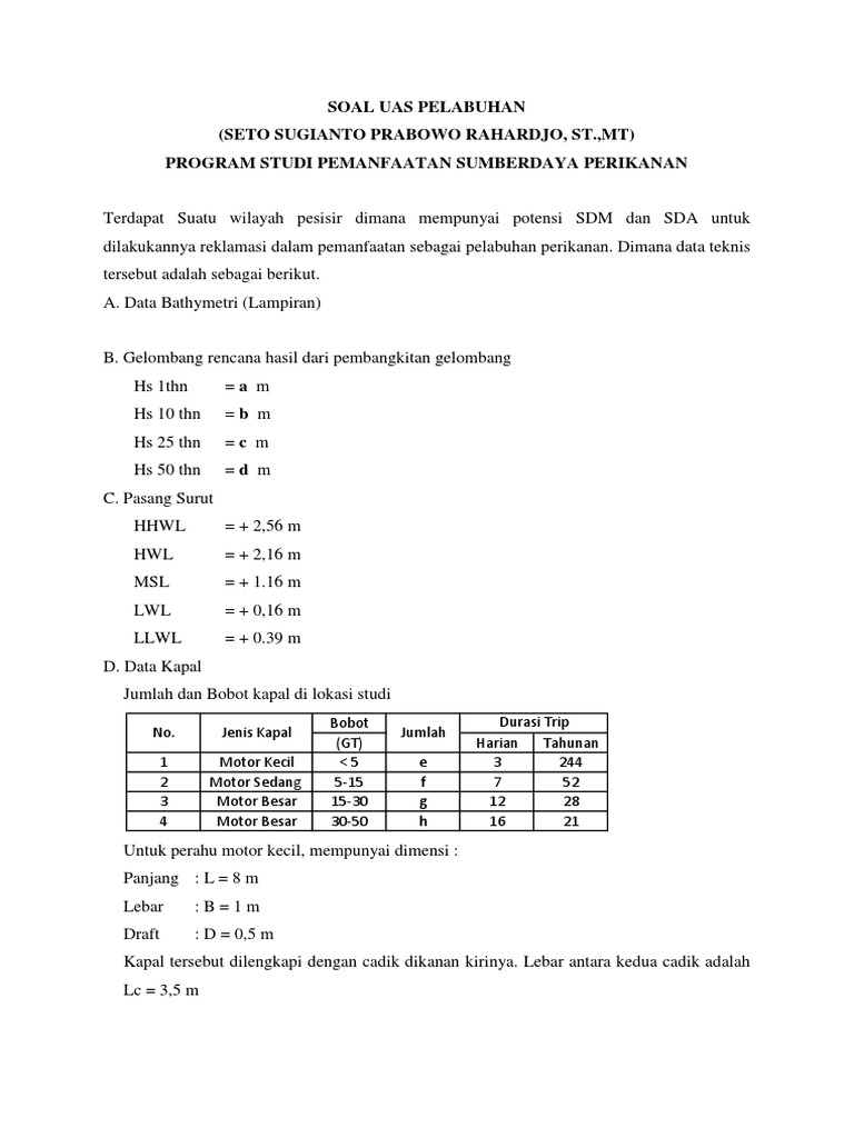 Contoh Soal Uas Pelabuhan