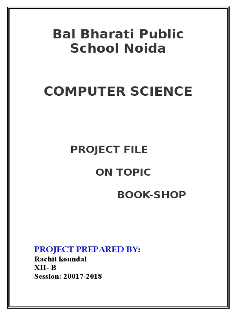 Class 12 Book Shop Project File | PDF | Computer Programming | Computing