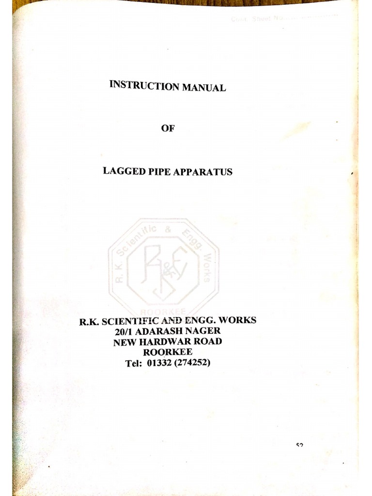 Lagged Pipe Experiment Lab Manual | PDF