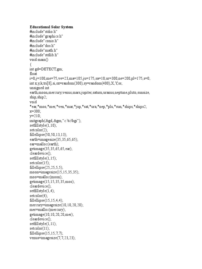 Solar System Simulation Project Code | PDF | Outer Planets | Astronomy