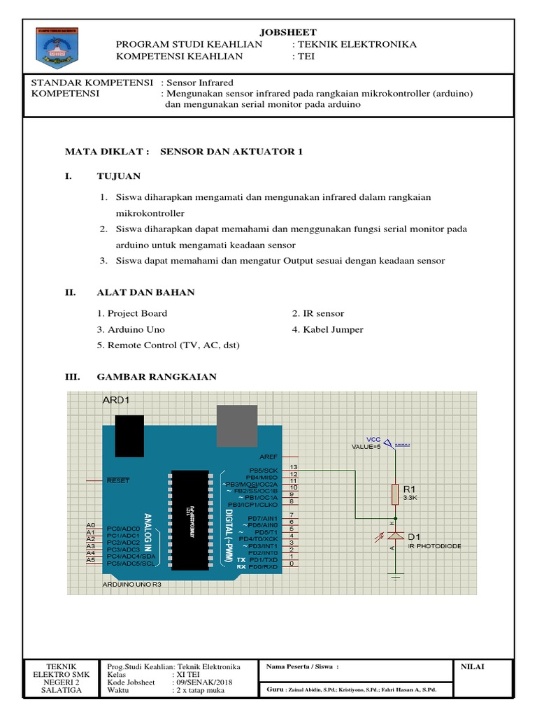 Jobsheet Sensor Infrared Arduino TEI | PDF | Teknologi & Rekayasa