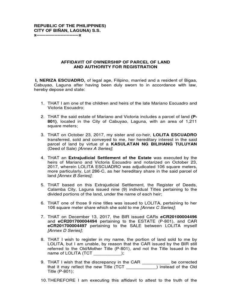 affidavit-of-ownership-of-parcel-of-land-and-authority-to-register