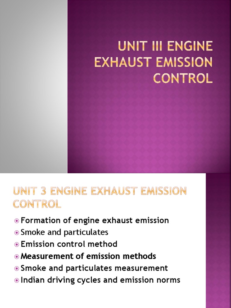 Unit III Engine Exhaust Emission Control PDF Exhaust Gas Combustion