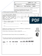 Avaliação de matematica 4º ano 1ª etapa 2018