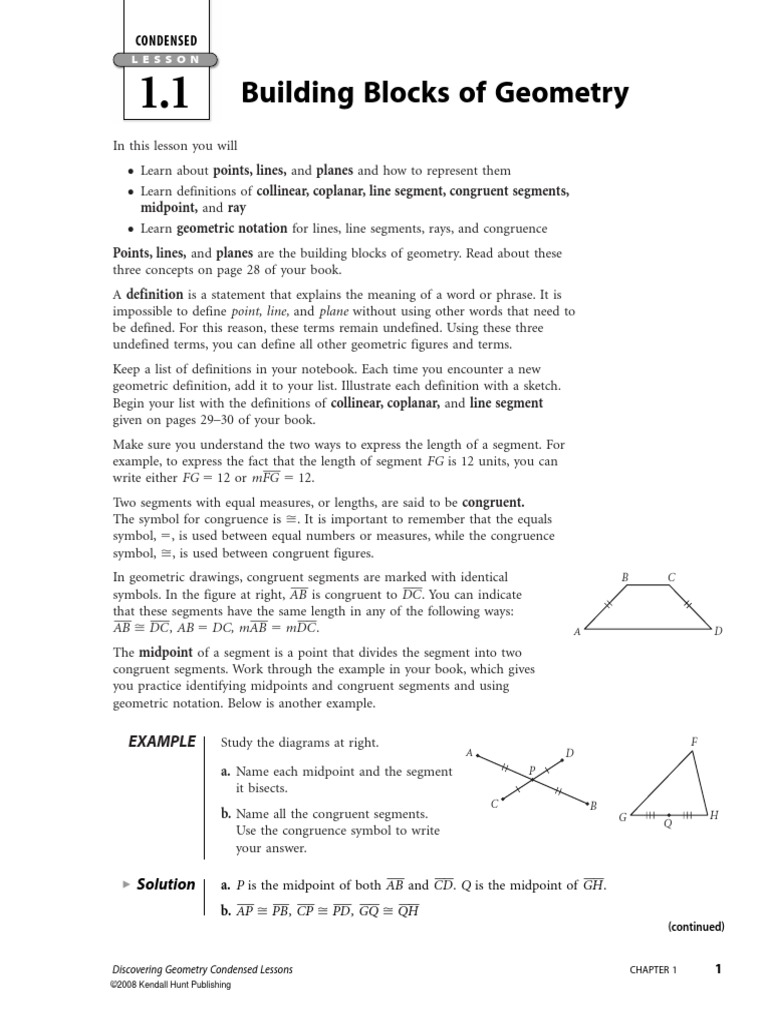 Geometry Building Blocks: Lines (examples, solutions, worksheets