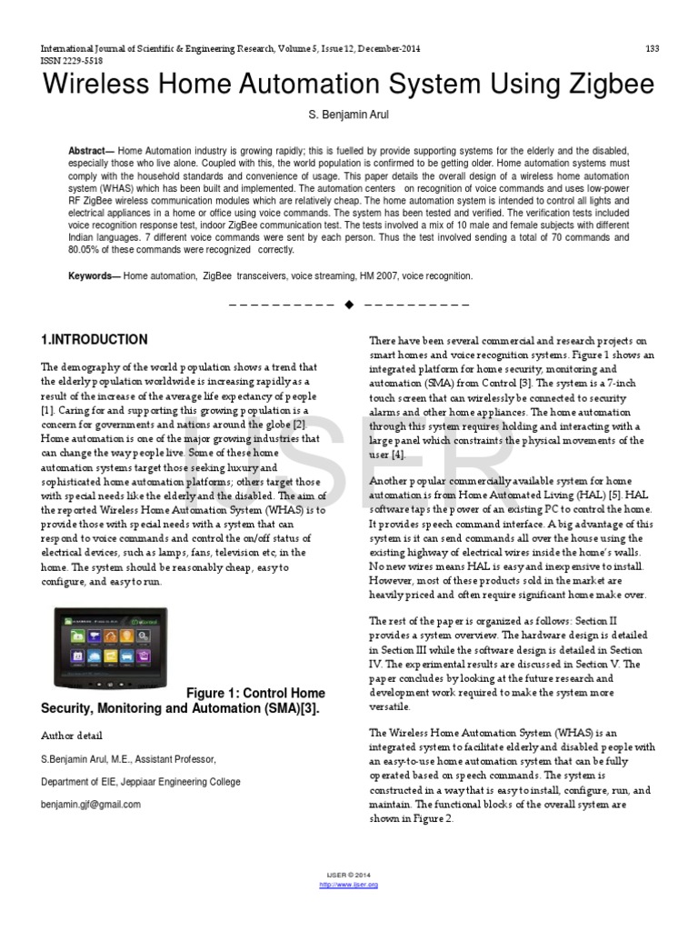 Wireless Home Automation System Using ZigBee PDF Home Automation
