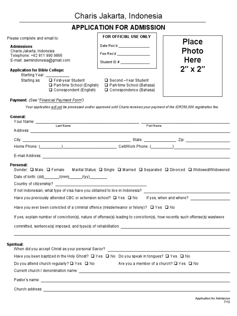 Application For Admission | PDF | Christian Denomination | Religion And