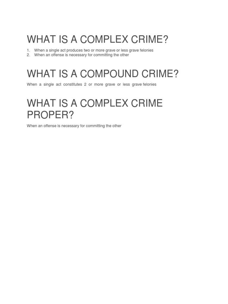 Understanding Complex and Compound Crimes | PDF
