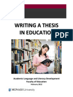 Writing a Thesis in Education by Academic Language and Literacy Development Faculty of Education