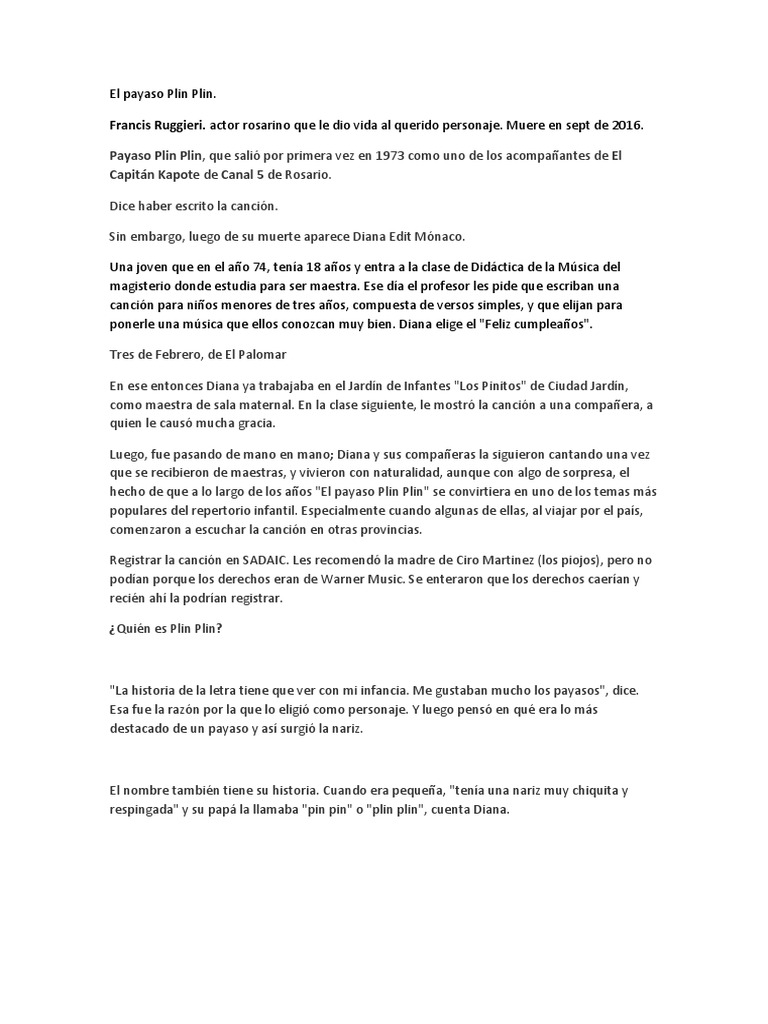 El Payaso Plin Plin Letra Y Acordes el payaso plin plin letra y acordes