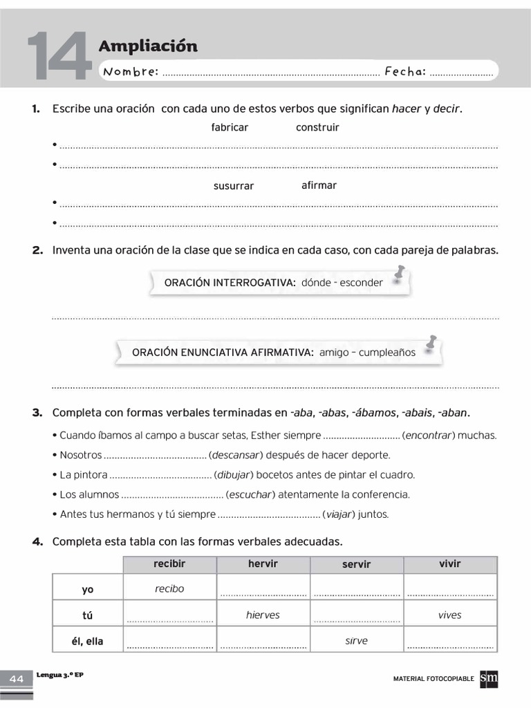 3 Primaria Lengua SM Tema 14 Ampliación | PDF