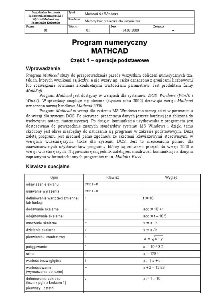 Mathcad Skrypt | PDF