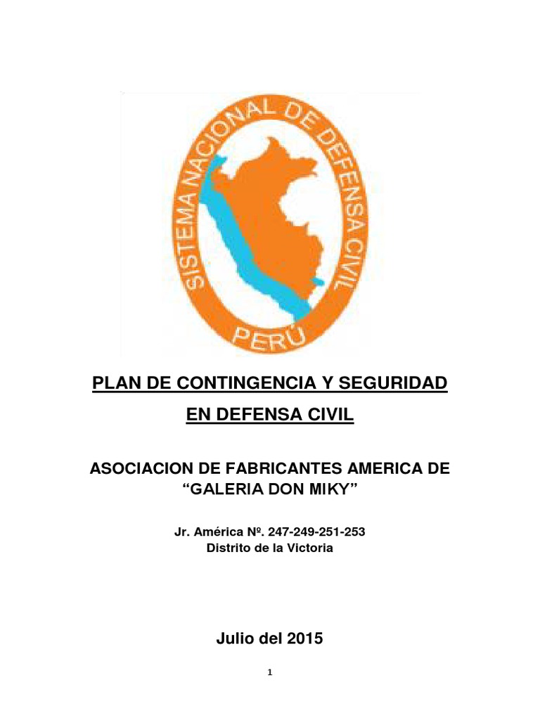 Plan de Contingencia y Seguridad en Defensa Civil | PDF | Primeros ...