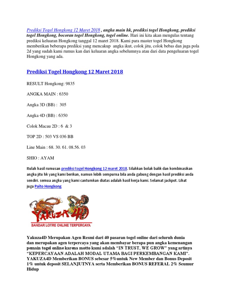 Colok Jitu Hongkong Hari Ini