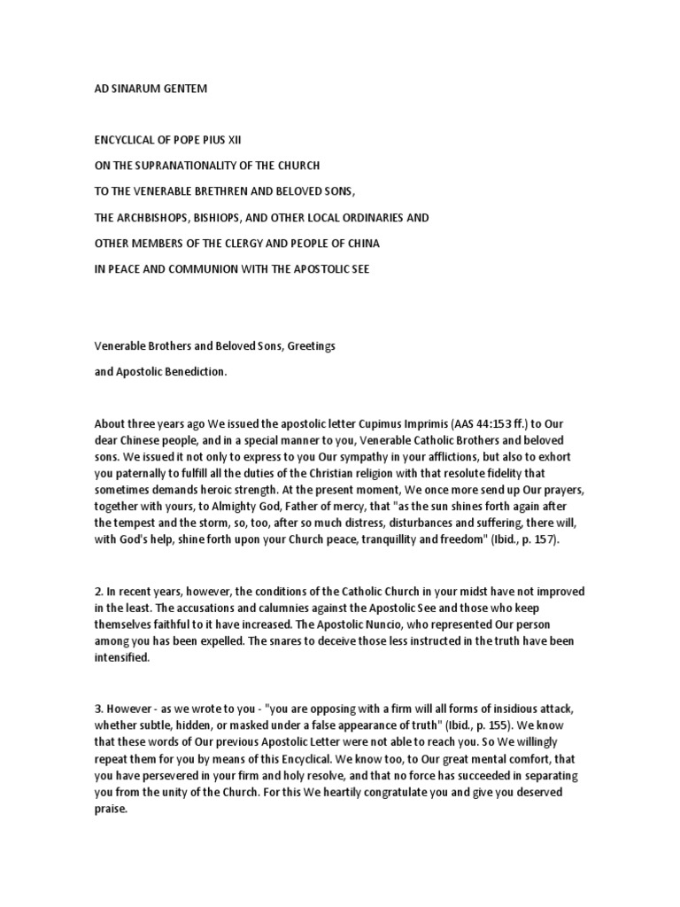Ad Sinarum Gentem... and Monre PDF Catholic Church Jesus