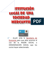Constitución Legal de Una Sociedad Mercantil.