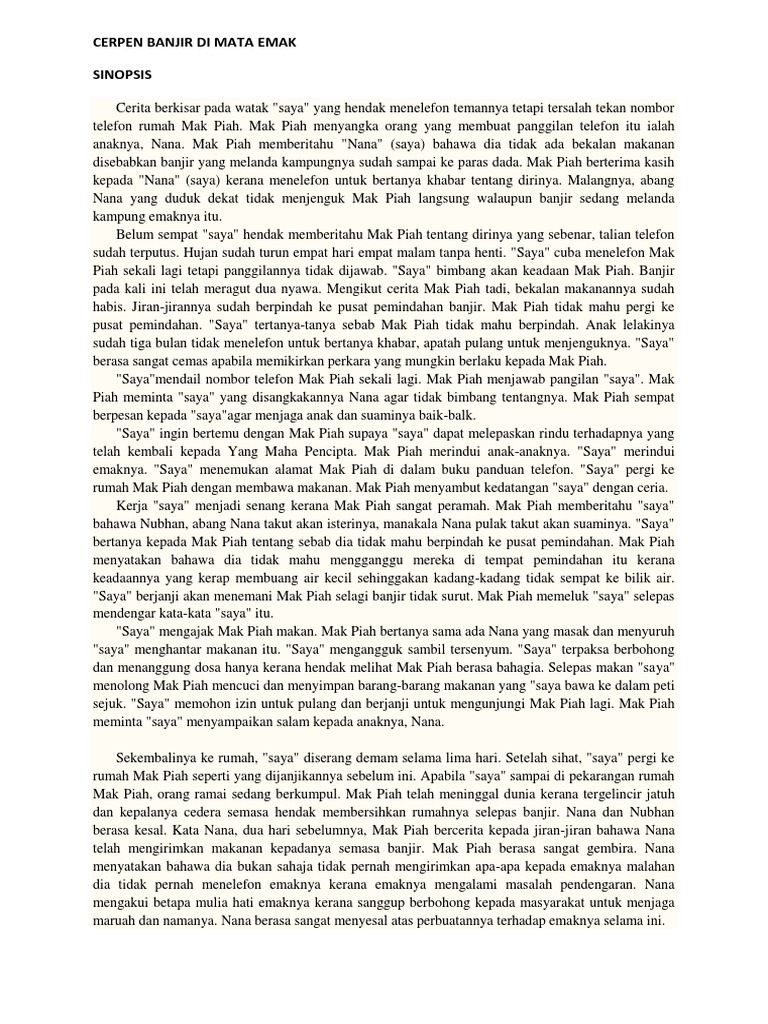 Cerpen Banjir Di Mata Emak