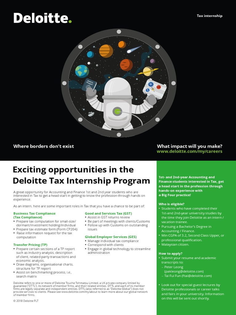 Deloitte Tax Internship Program PDF Internship Job Hunting
