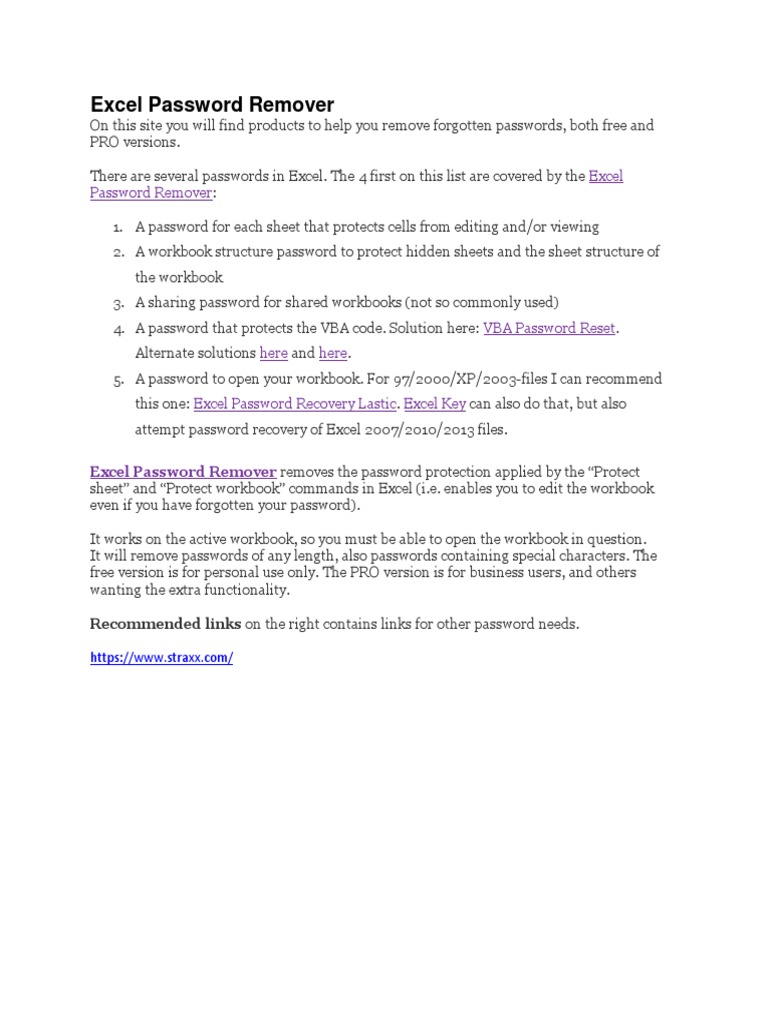 Remove Excel Sheet & Workbook Passwords Without Knowing Password | PDF ...
