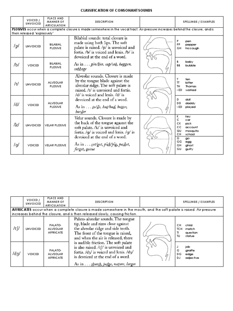 Classification of Consonant Sounds | PDF | Consonant | Oral Communication