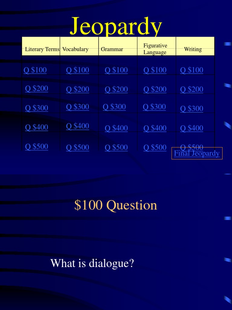 6th Grade ELA Jeopardy Game | PDF | Narration | Cognitive Science