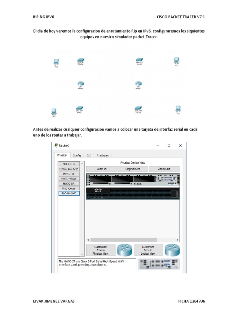 Configuración de RIPng en IPv6 con Packet Tracer | PDF | Enrutador ...