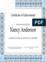 Nancy Anderson: Certificate of Achievement