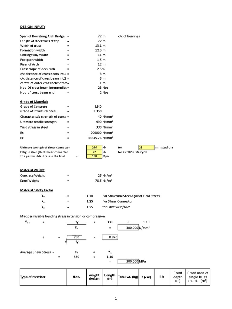 Bowstring Arch Bridge Design Specifications | PDF