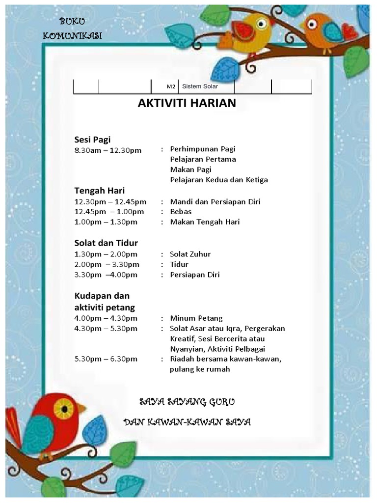 Aktiviti Harian Pdf