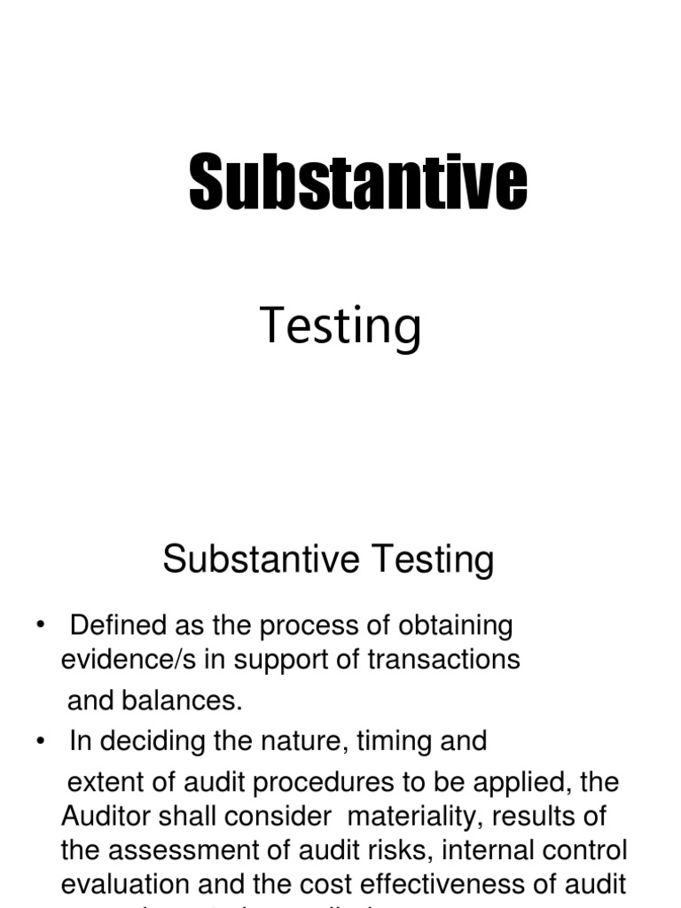 3 Substantive Tests Procurment Audit Business Economics