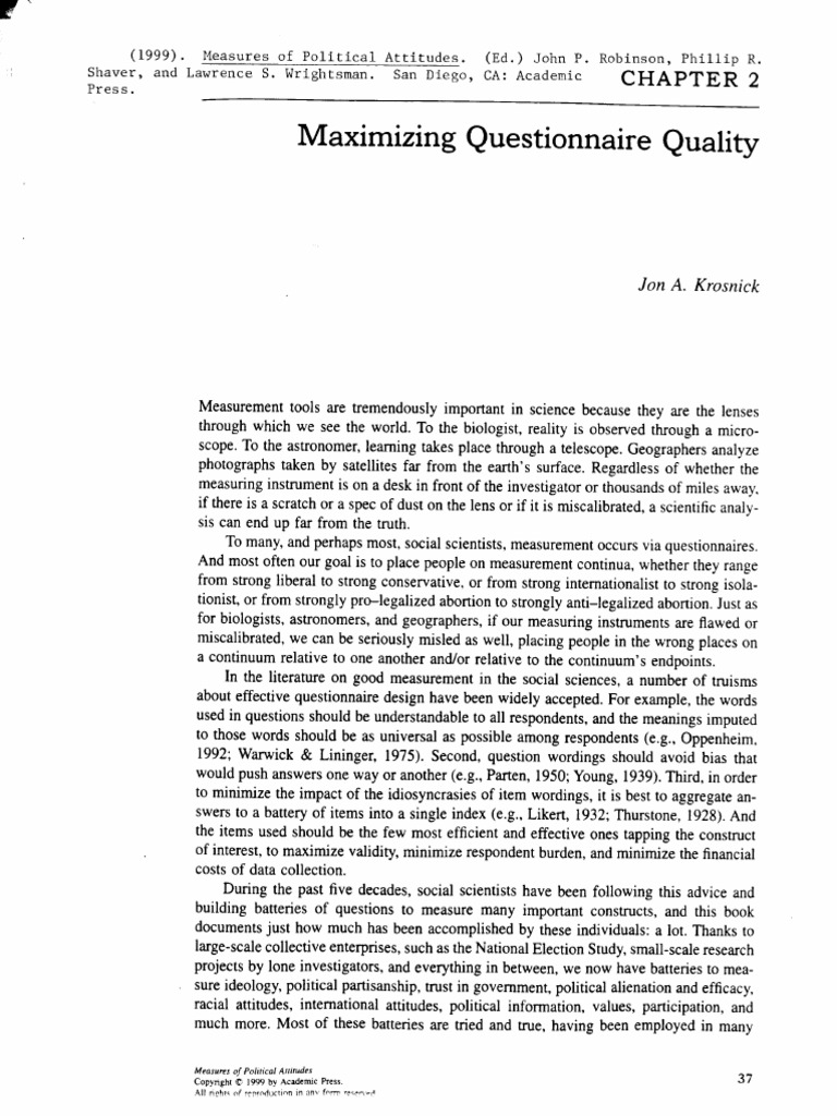 1999 Maximizing Questionnaire Quality | PDF