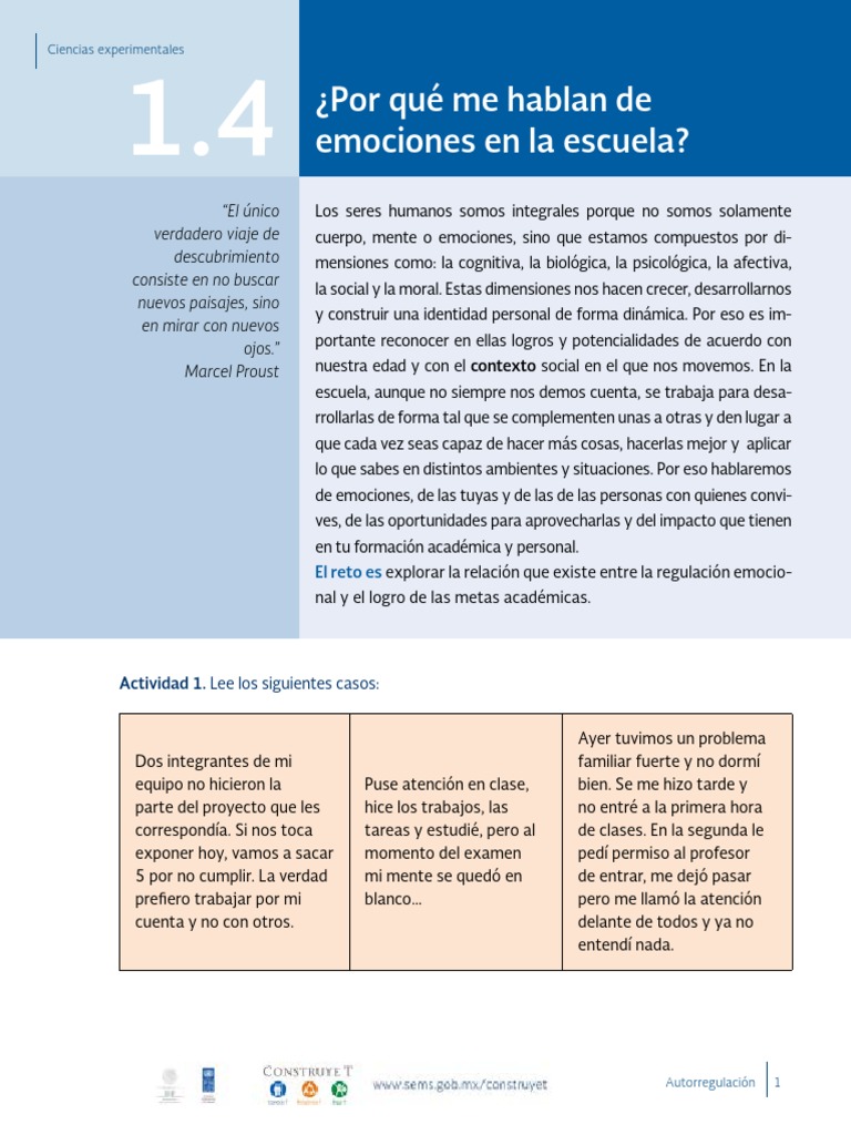 Regulación Emocional en la Escuela | PDF | Las emociones | Sicología