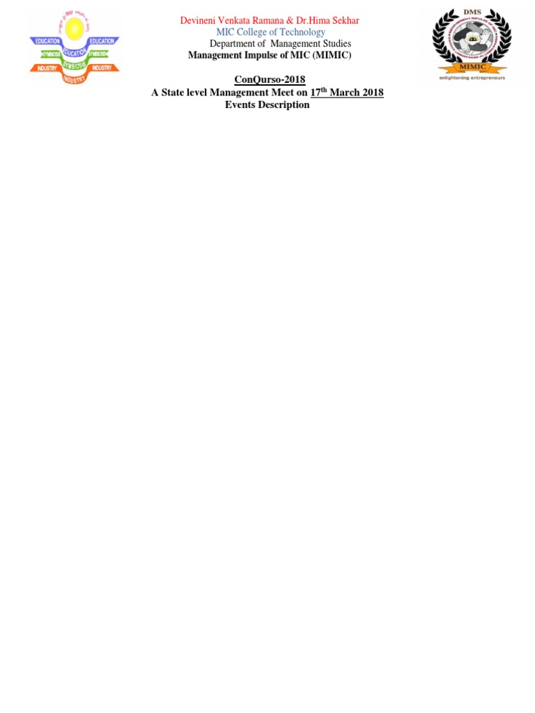 Conqurso-2018 A State Level Management Meet On 17 March 2018 Events ...