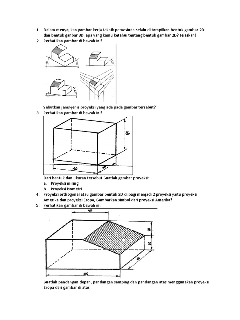 Proyeksi Gambar Teknik 2D dan 3D | PDF