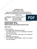 Sambutan Acara Pembukaan Pelatihan Aparatur Desa