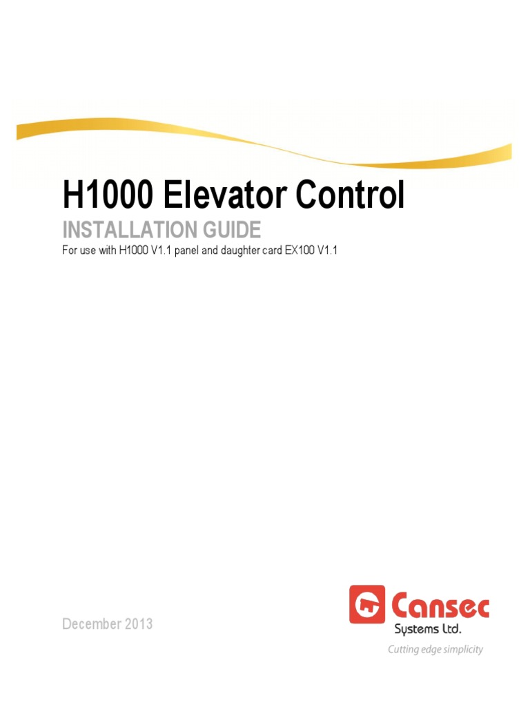 H1000 Elevator Control: Installation Guide | PDF | Elevator | Relay