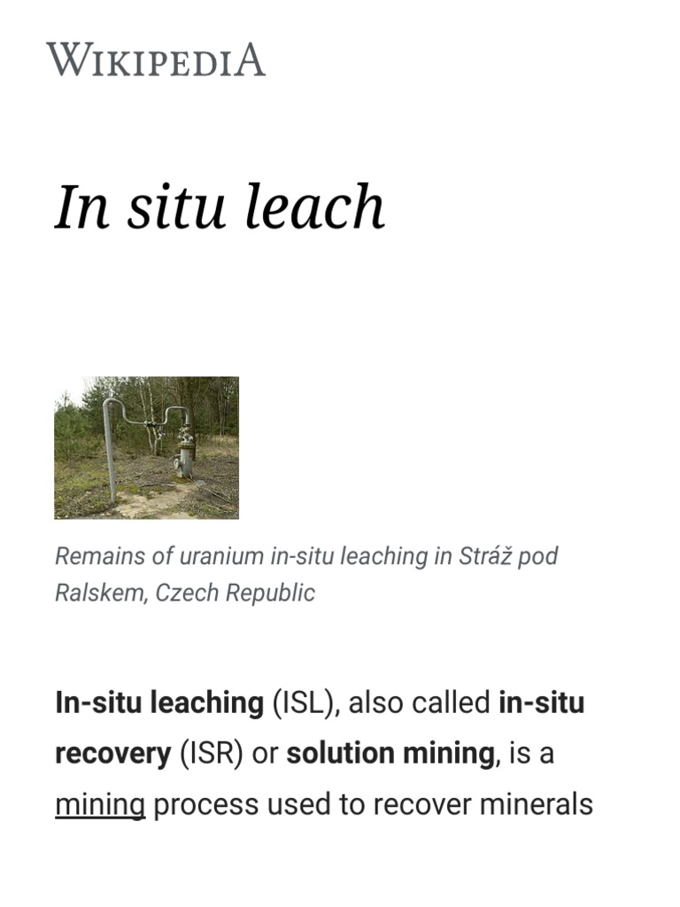 In Situ Leach - Wikipedia | PDF | Mining | Chemistry