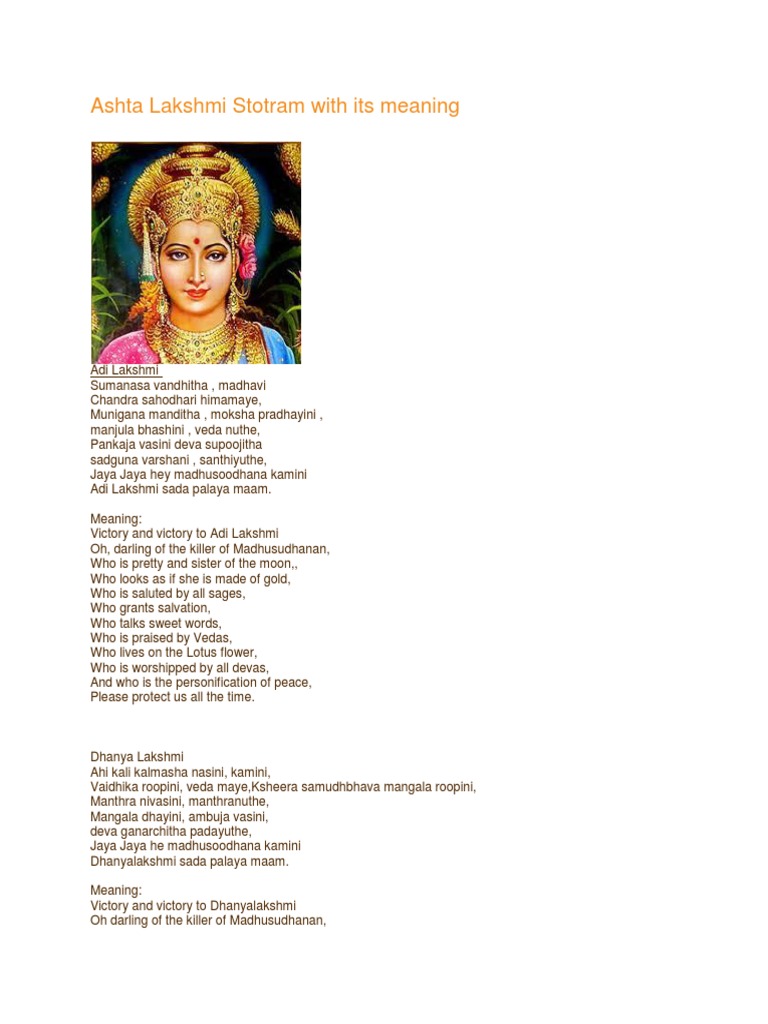 ASHTA LAKSHMI STOTRAM LYRICS IN ENGLISH PDF visual data 5