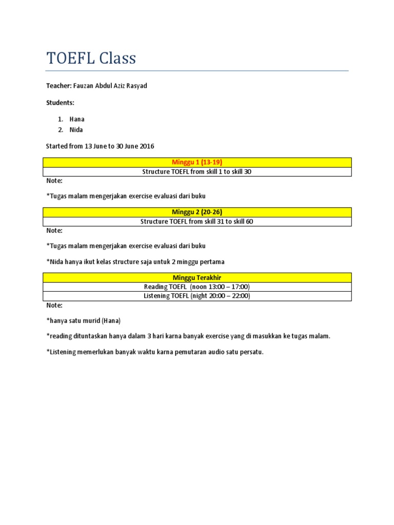 TOEFL Class | PDF