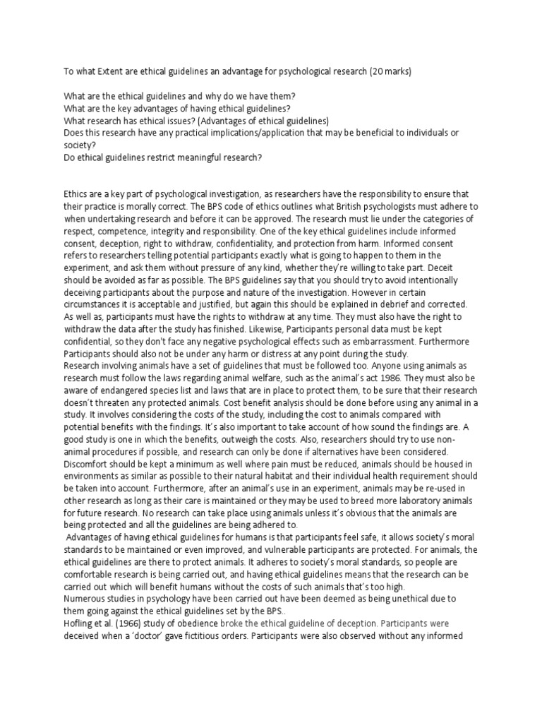 Ethical Guidelines in Psychology | PDF | Deception | Informed Consent