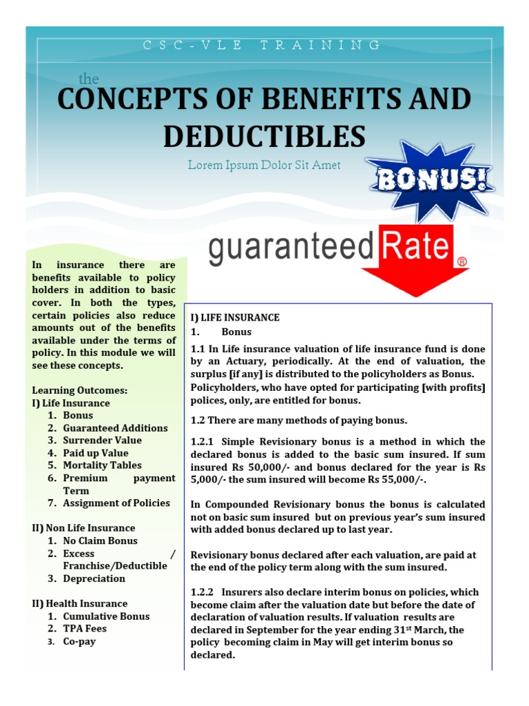 12.concepts of Benefits and Deductibles - 1436525122 | PDF | Deductible ...
