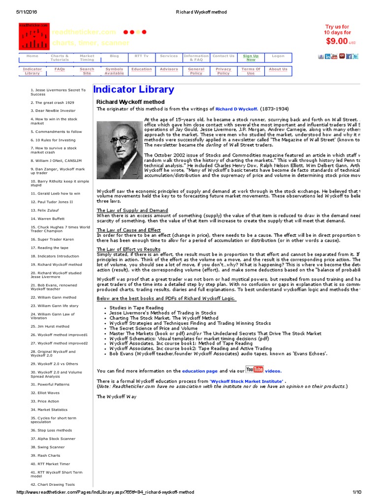 Richard Wyckoff Method | PDF | Market Trend | Technical Analysis